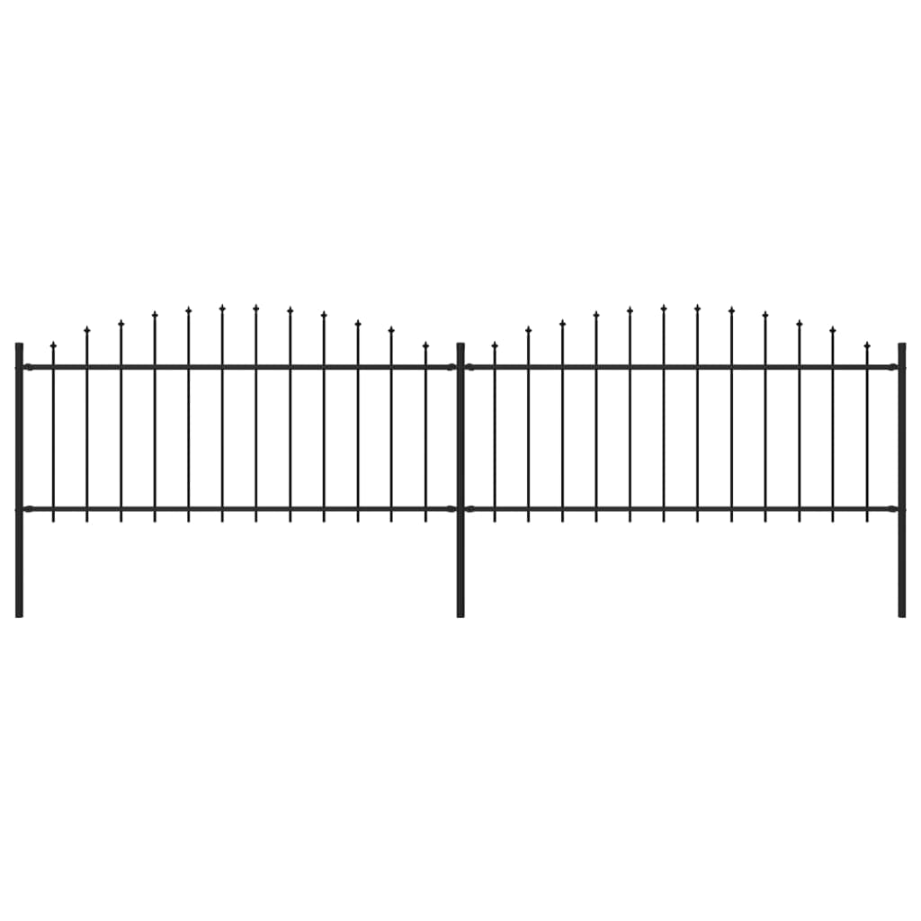 Berkfield Garden Fence with Spear Top Steel (0.5-0.75)x3.4 m Black