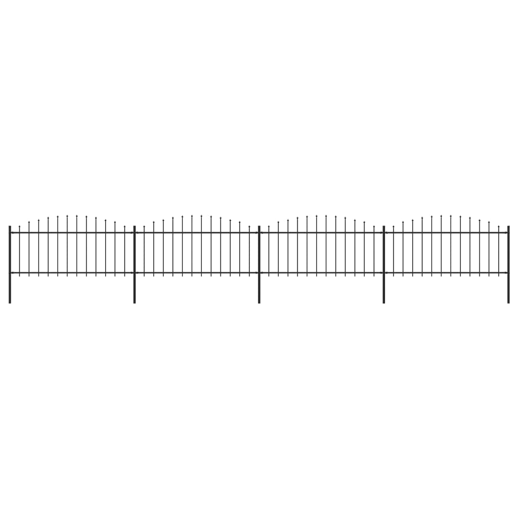 Berkfield Garden Fence with Spear Top Steel (0.5-0.75)x6.8 m Black