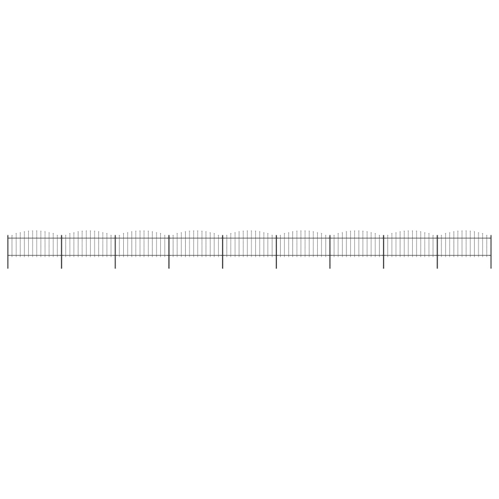 Berkfield Garden Fence with Spear Top Steel (0.5-0.75)x15.3 m Black