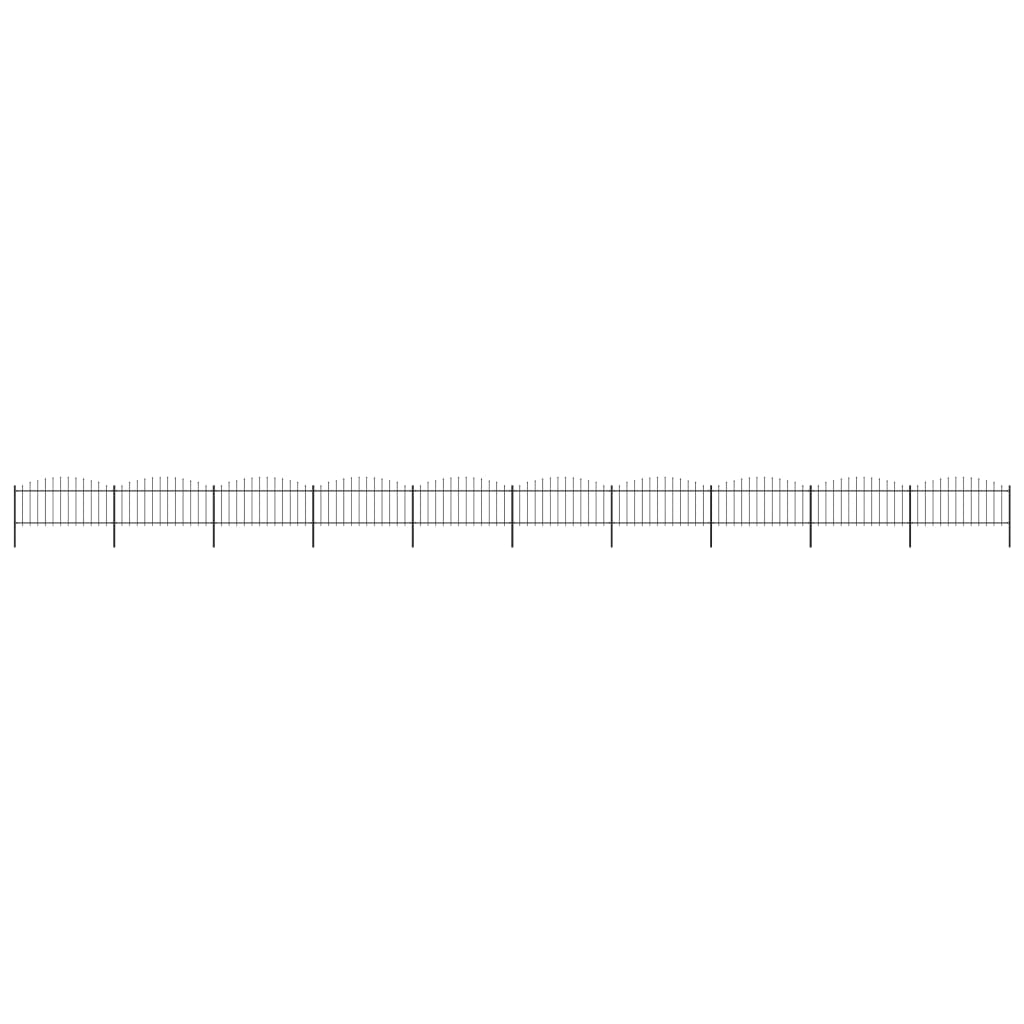 Berkfield Garden Fence with Spear Top Steel (0.5-0.75)x17 m Black