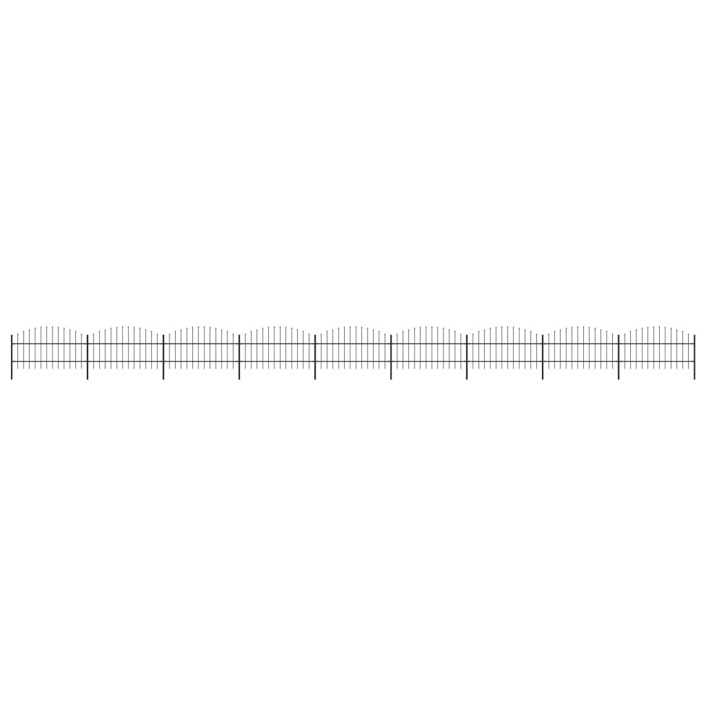 Berkfield Garden Fence with Spear Top Steel (0.75-1)x15.3 m Black
