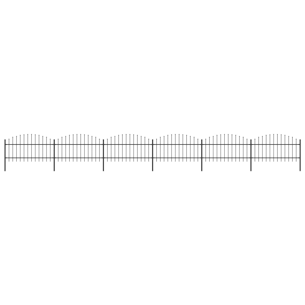 Berkfield Garden Fence with Spear Top Steel (1-1.25)x10.2 m Black