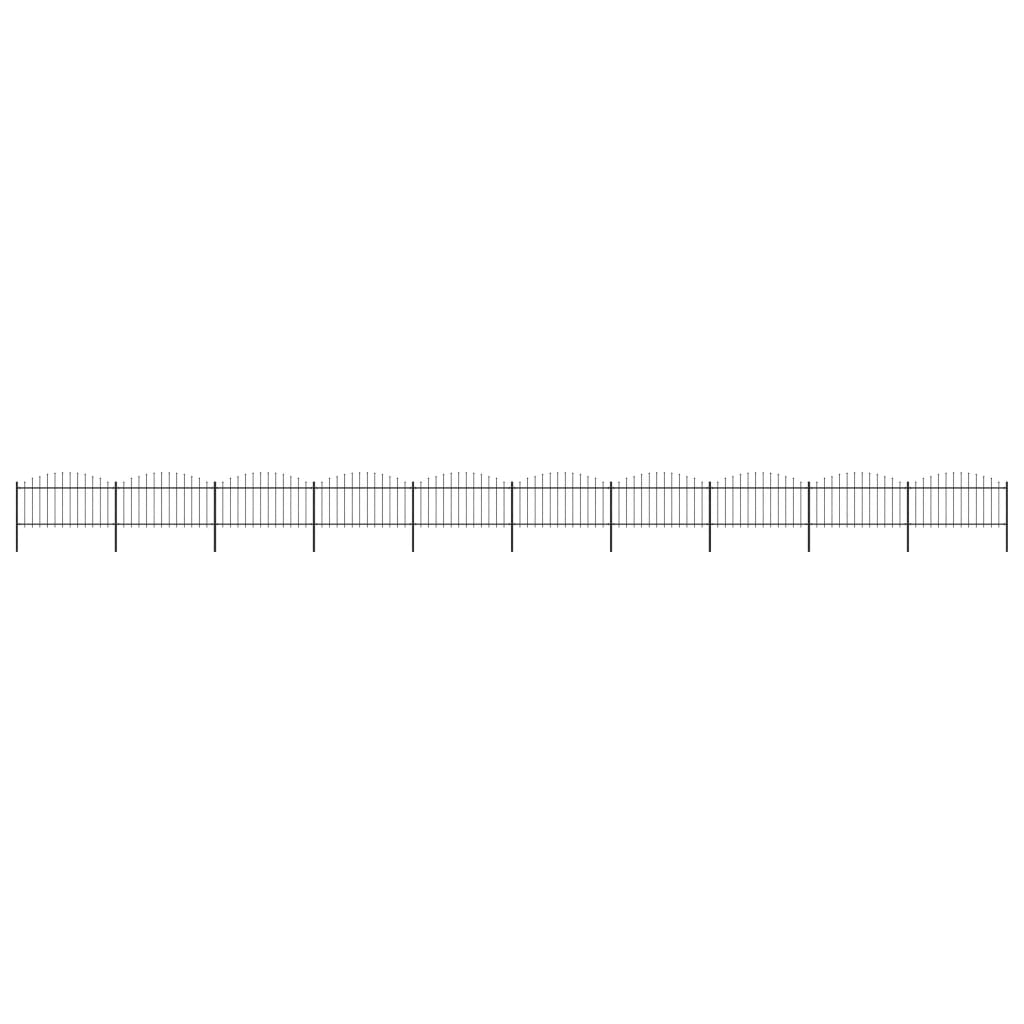 Berkfield Garden Fence with Spear Top Steel (1.25-1.5)x17 m Black