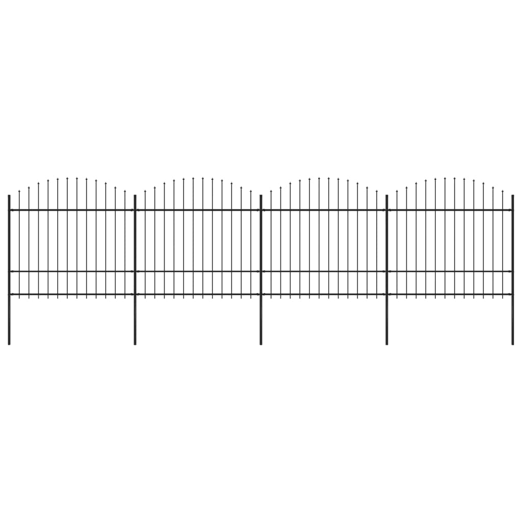Berkfield Garden Fence with Spear Top Steel (1.5-1.75)x6.8 m Black