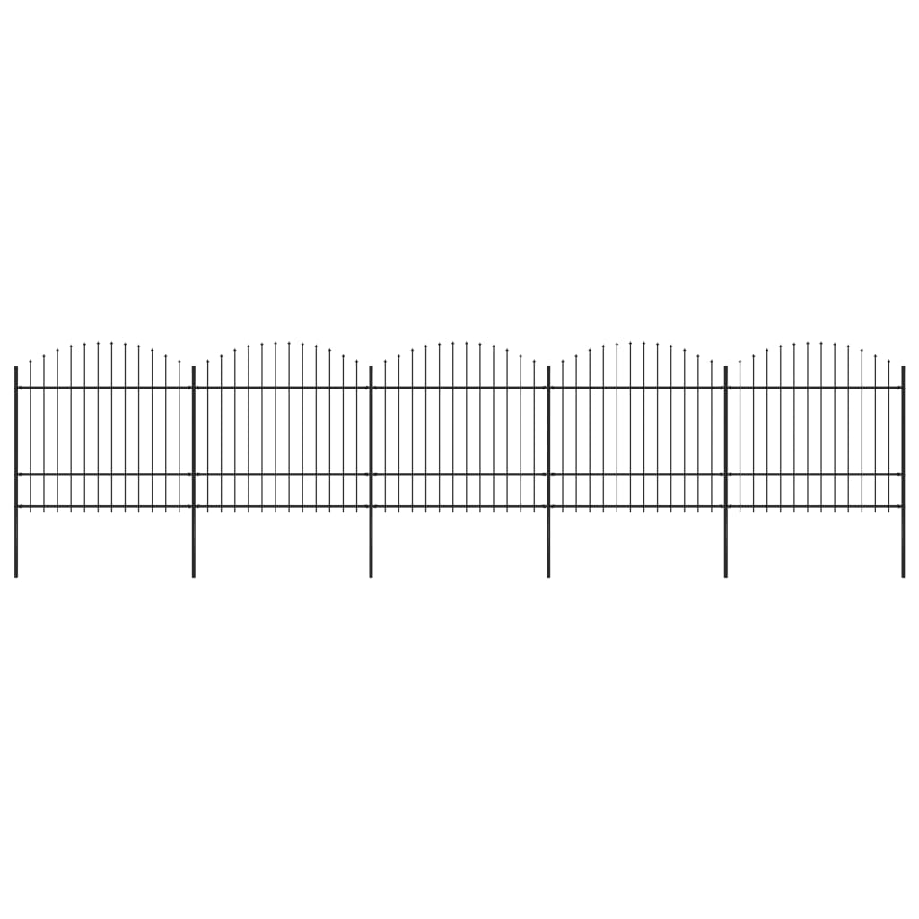 Berkfield Garden Fence with Spear Top Steel (1.5-1.75)x8.5 m Black