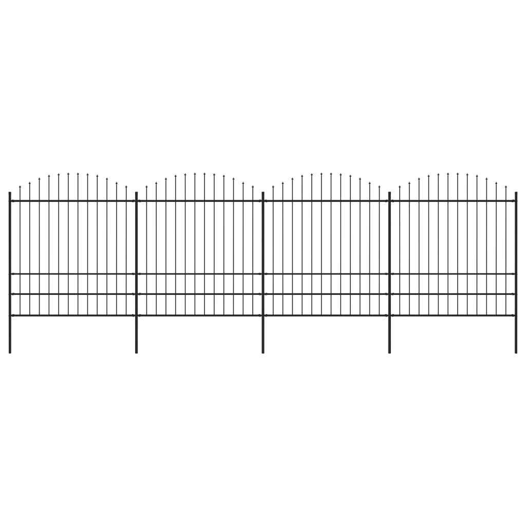Berkfield Garden Fence with Spear Top Steel (1.75-2)x6.8 m Black