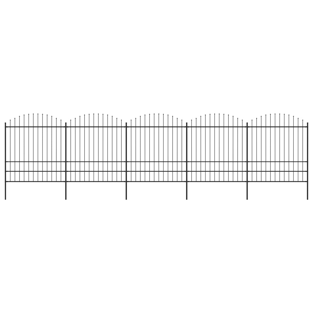 Berkfield Garden Fence with Spear Top Steel (1.75-2)x8.5 m Black