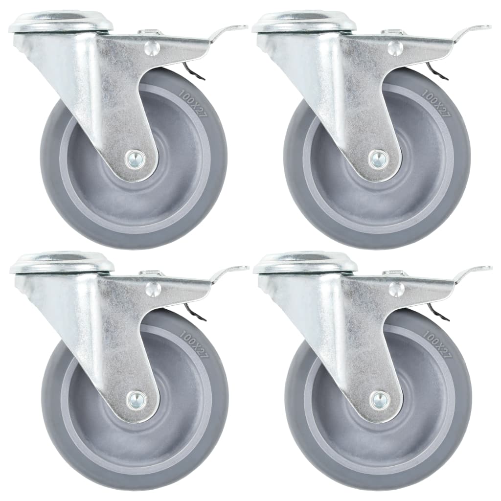 Berkfield 12 pcs Bolt Hole Swivel Casters 100 mm