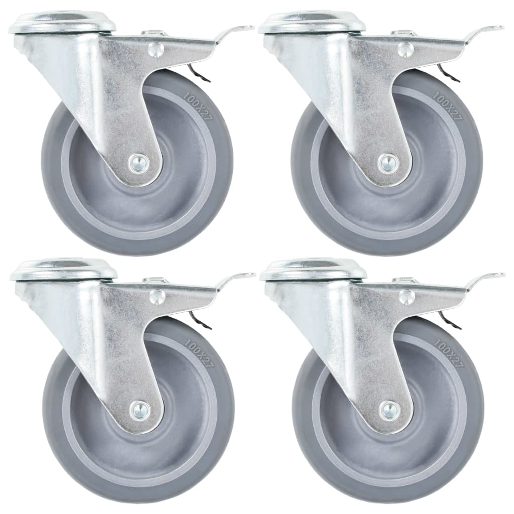 Berkfield 24 pcs Bolt Hole Swivel Casters 100 mm