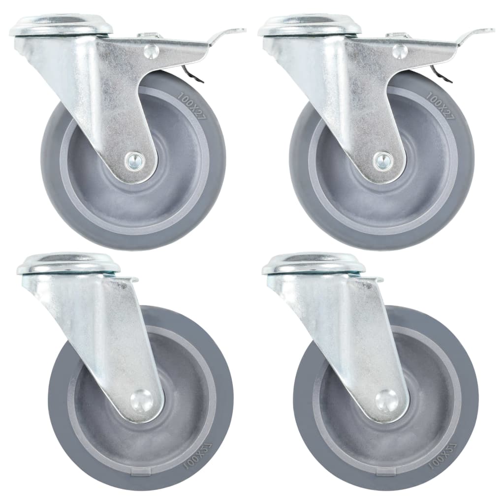 Berkfield 24 pcs Bolt Hole Swivel Casters 100 mm
