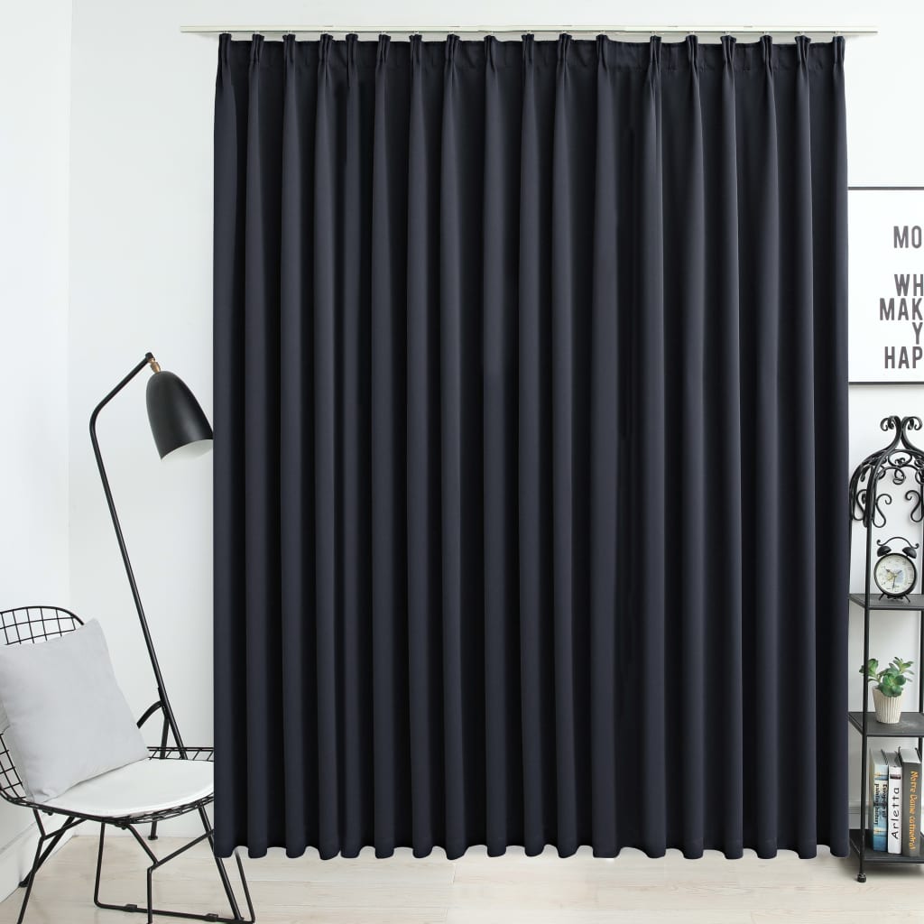 Berkfield Blackout Curtain with Hooks Black 290x245 cm