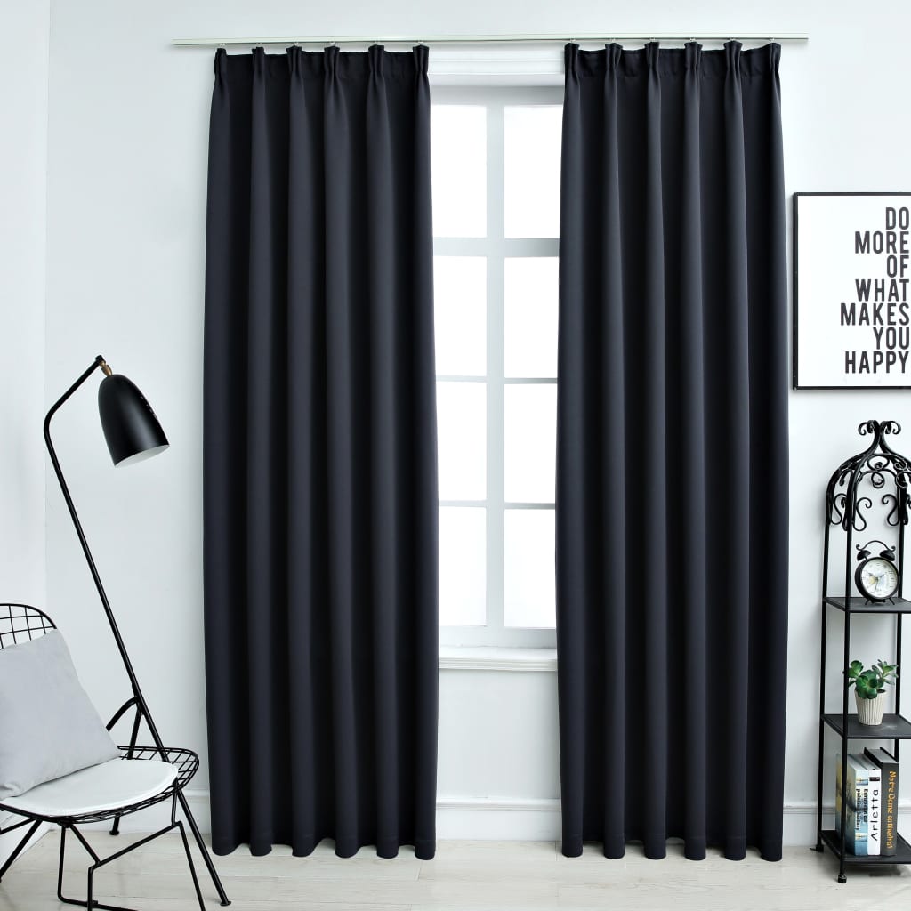 Berkfield Blackout Curtains with Hooks 2 pcs Anthracite 140x245 cm
