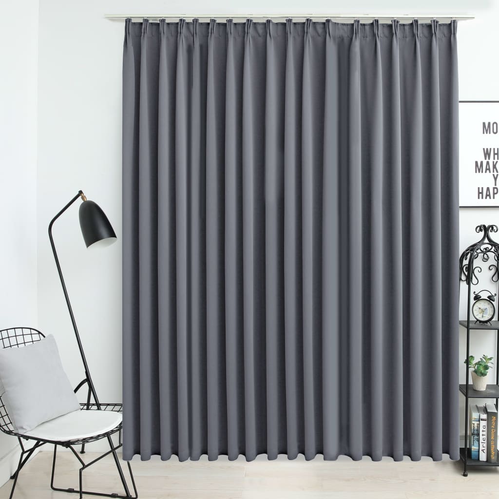 Berkfield Blackout Curtain with Hooks Grey 290x245 cm