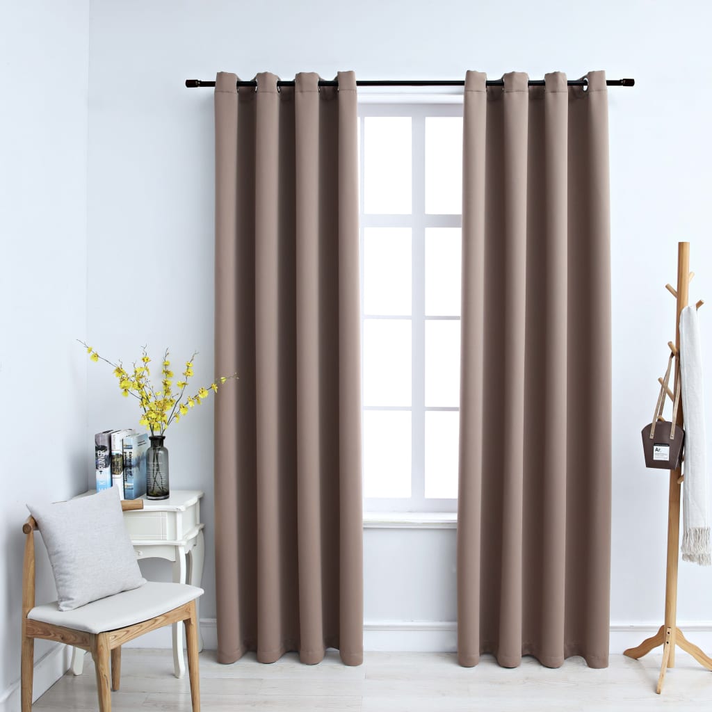 Berkfield Blackout Curtains with Metal Rings 2 pcs Taupe 140x225 cm