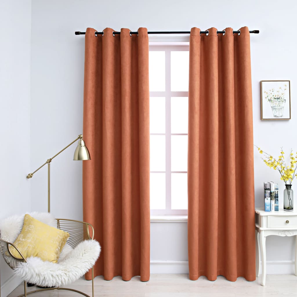 Berkfield Blackout Curtains with Metal Rings 2 pcs Rust 140x245 cm