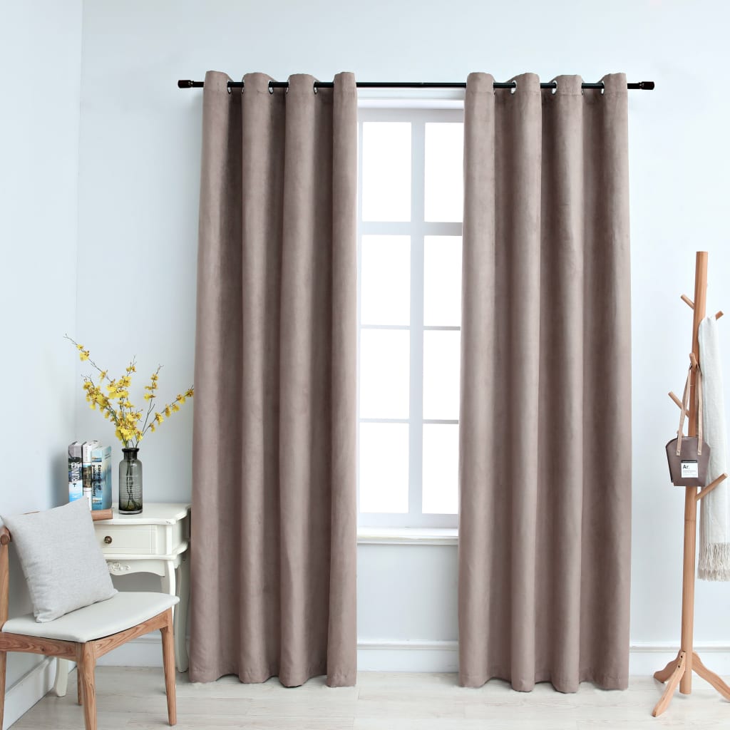 Berkfield Blackout Curtains with Metal Rings 2 pcs Taupe 140x245 cm