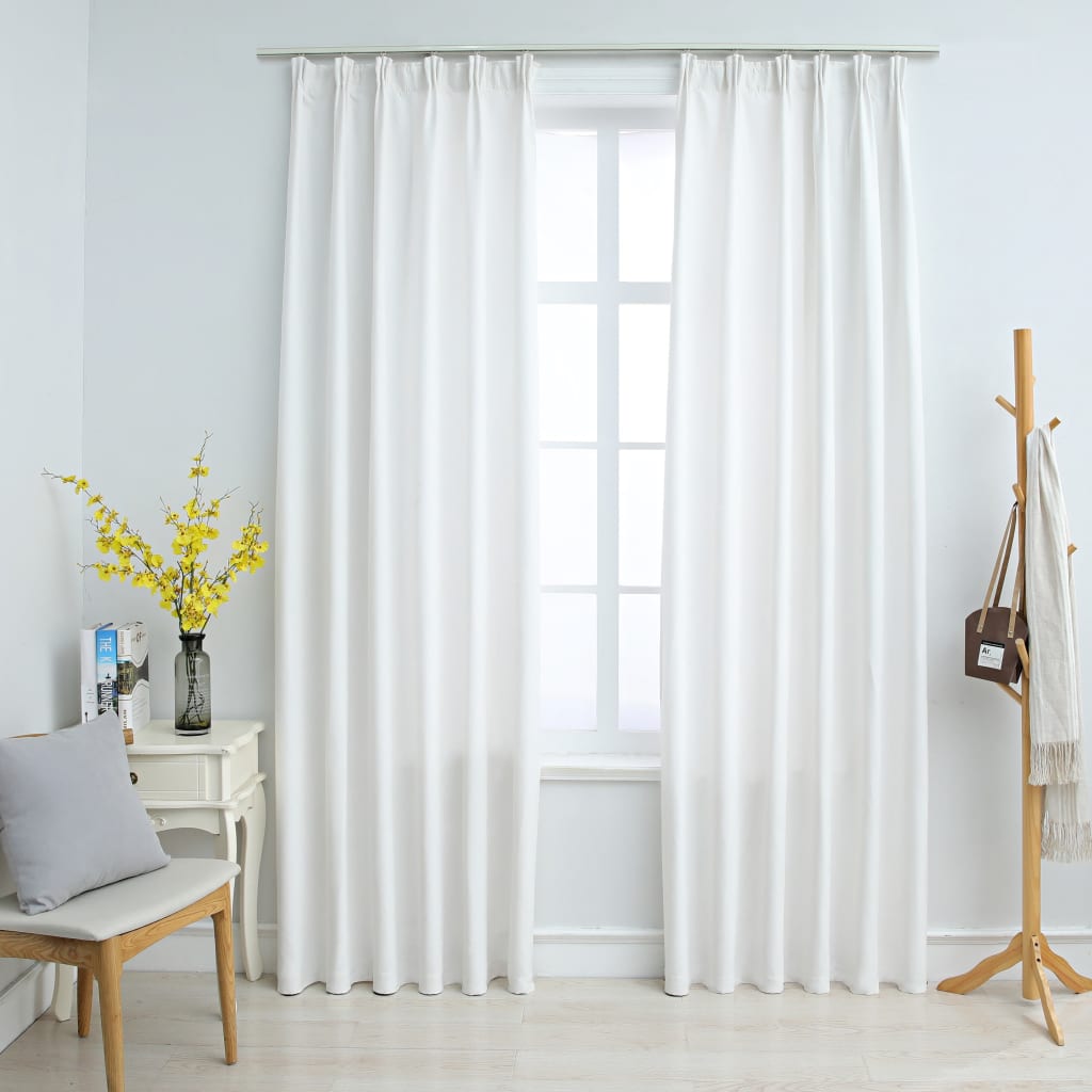 Berkfield Blackout Curtains with Hooks 2 pcs Off White 140x175 cm