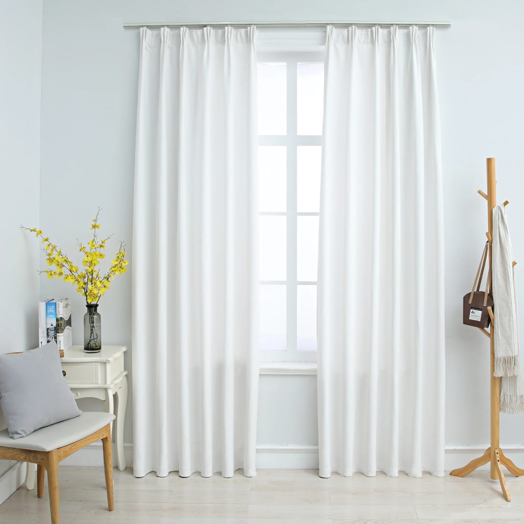 Berkfield Blackout Curtains with Hooks 2 pcs Off White 140x245 cm