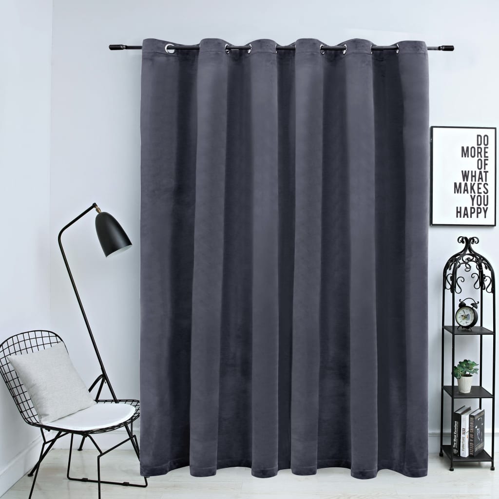 Berkfield Blackout Curtain with Metal Rings Velvet Anthracite 290x245 cm