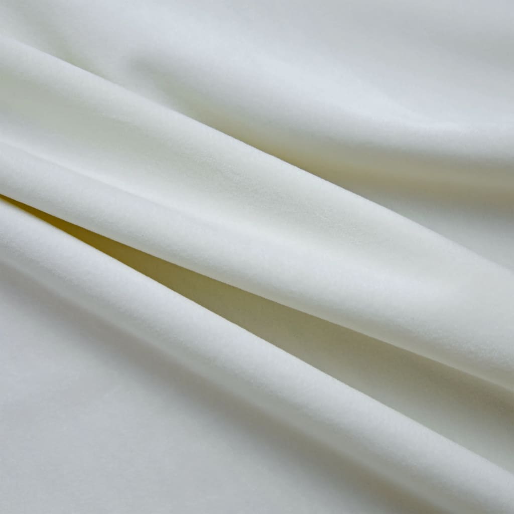 Berkfield Blackout Curtains with Rings 2 pcs Velvet Cream 140x225 cm