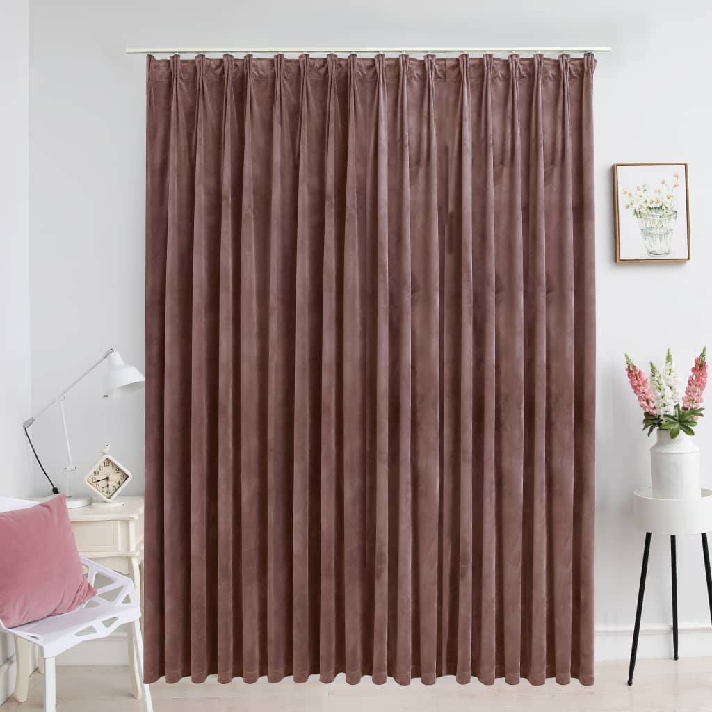 Berkfield Blackout Curtain with Hooks Velvet Antique Pink 290x245 cm