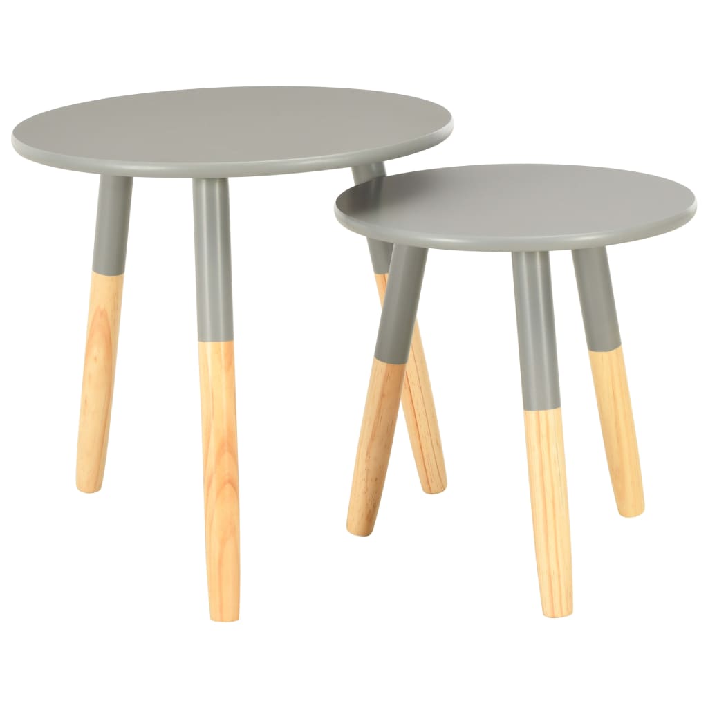 Berkfield Side Tables 2 pcs Grey Solid Pinewood