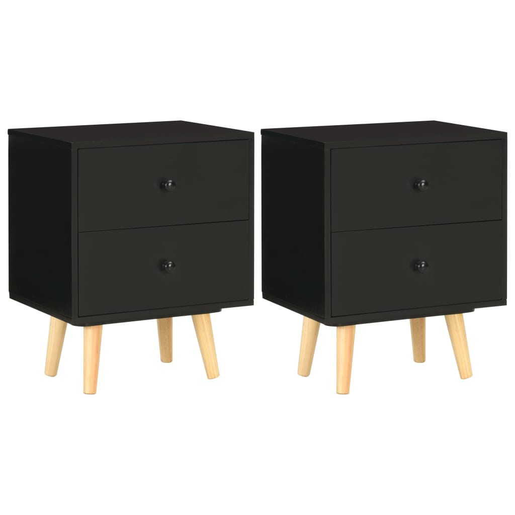 Berkfield Bedside Cabinets 2 pcs Black 40x30x50 cm Solid Pinewood
