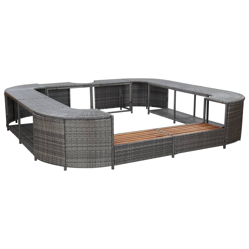 Berkfield Square Spa Surround Grey 268 x 268 x 55 cm Poly Rattan