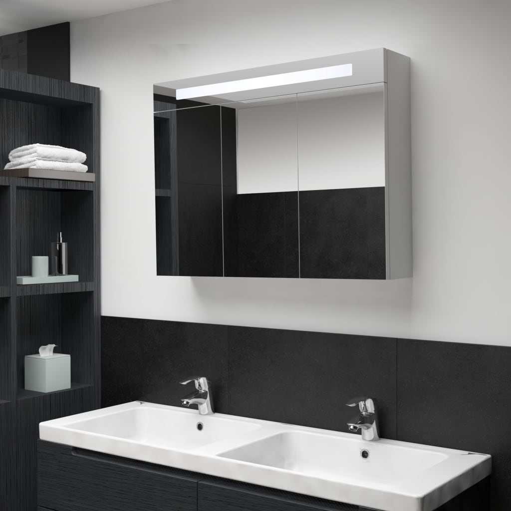 Berkfield LED Bathroom Mirror Cabinet 88x13x62 cm