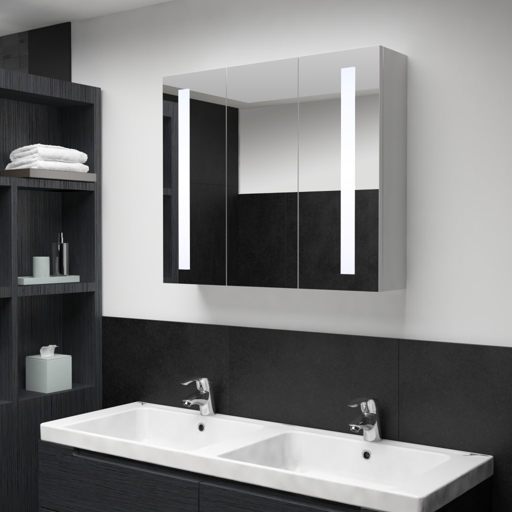 Berkfield LED Bathroom Mirror Cabinet 89x14x62 cm