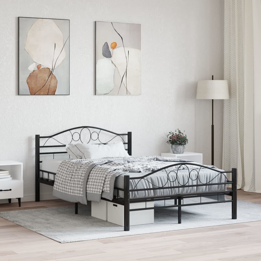 Berkfield Bed Frame Black Steel 140x200 cm