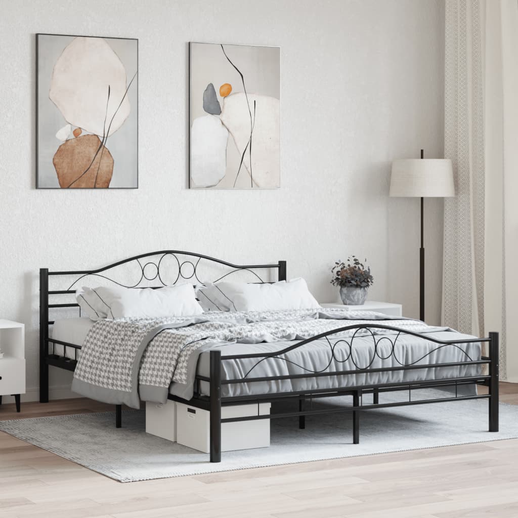 Berkfield Bed Frame Black Steel 160x200 cm
