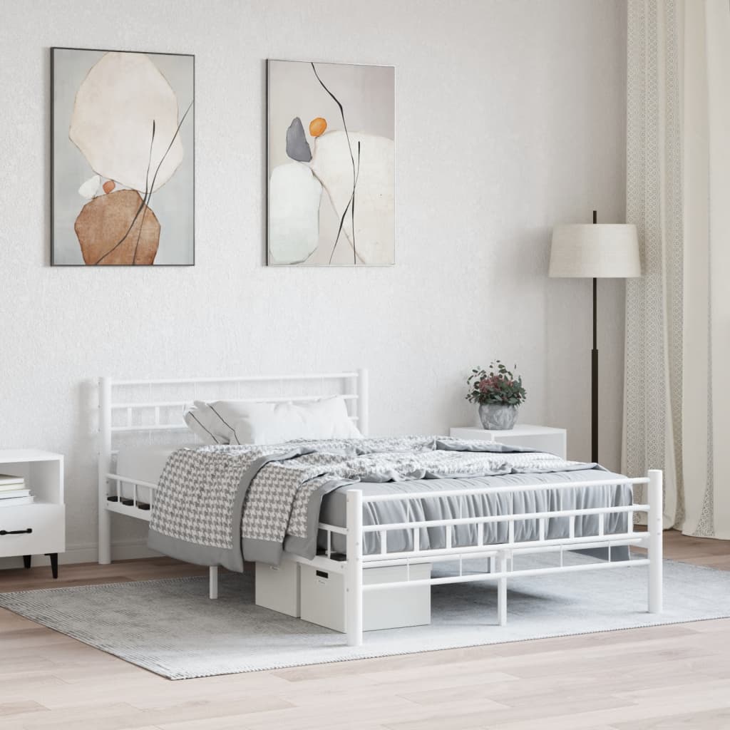 Berkfield Bed Frame White Metal 120x200 cm