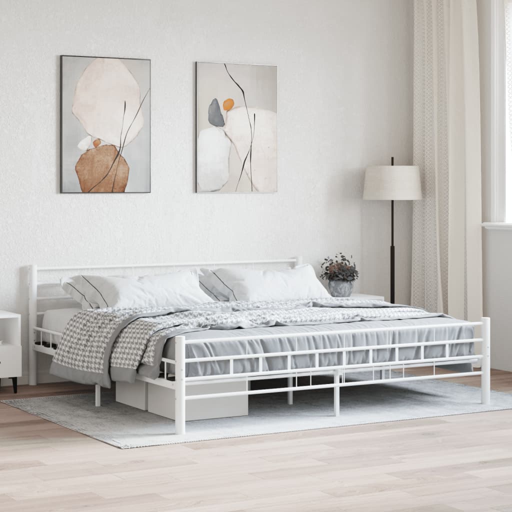 Berkfield Bed Frame White Metal 180x200 cm 6FT Super King