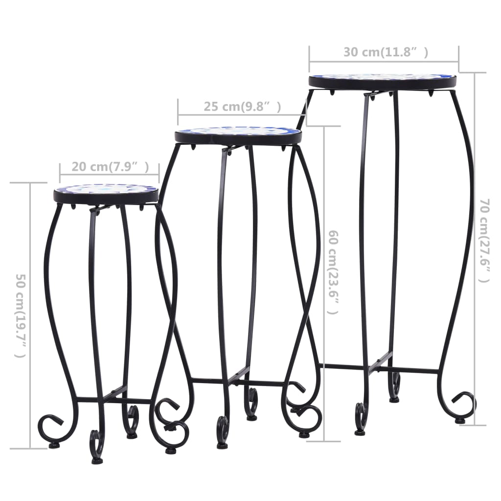 Berkfield Mosaic Tables 3 pcs Blue and White Ceramic