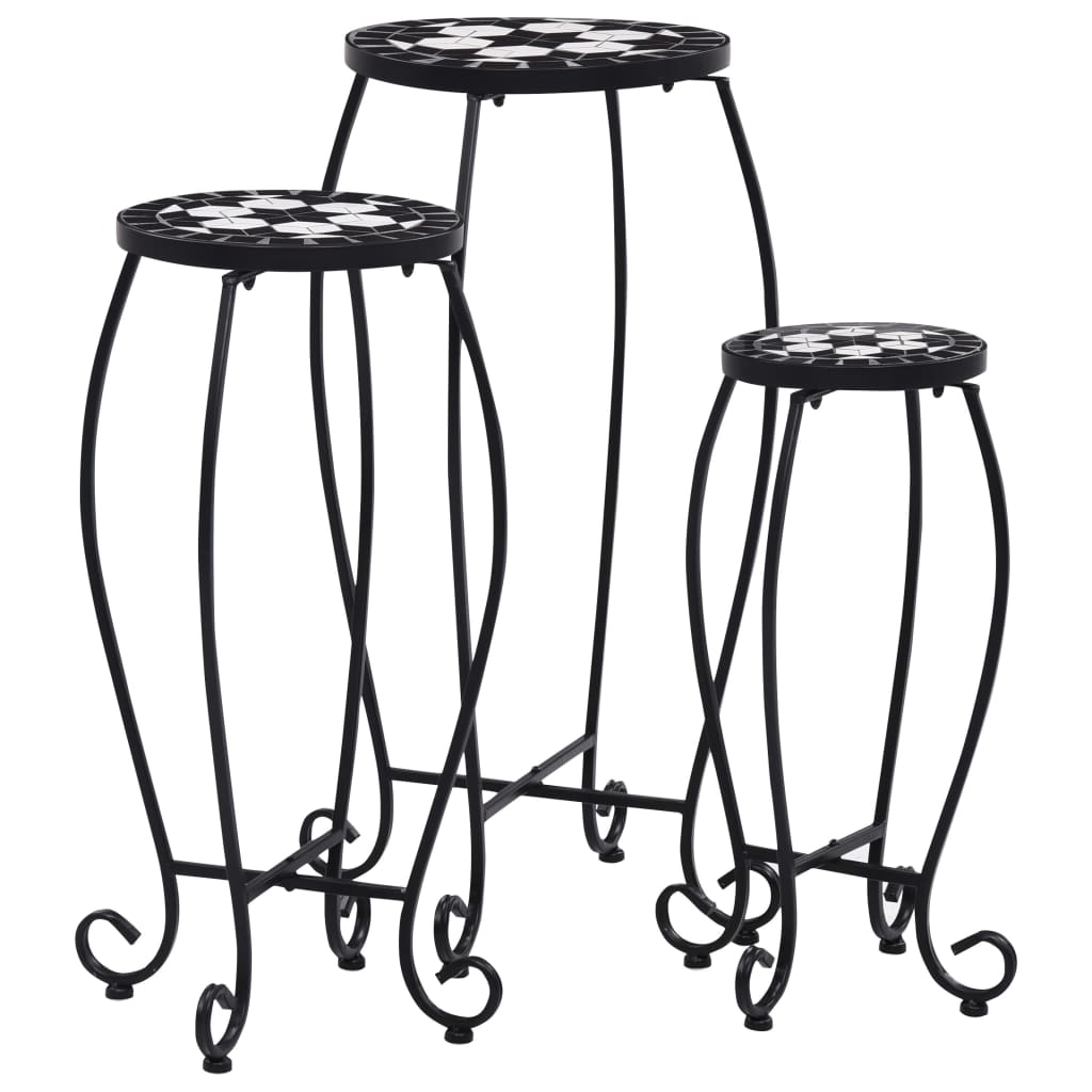 Berkfield Mosaic Tables 3 pcs Black and White Ceramic