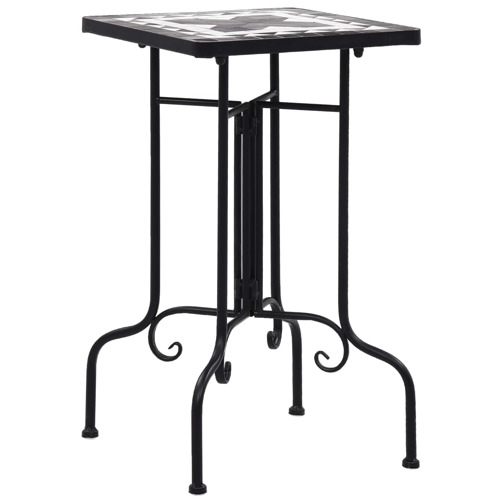 Berkfield Mosaic Side Table Black and White Ceramic