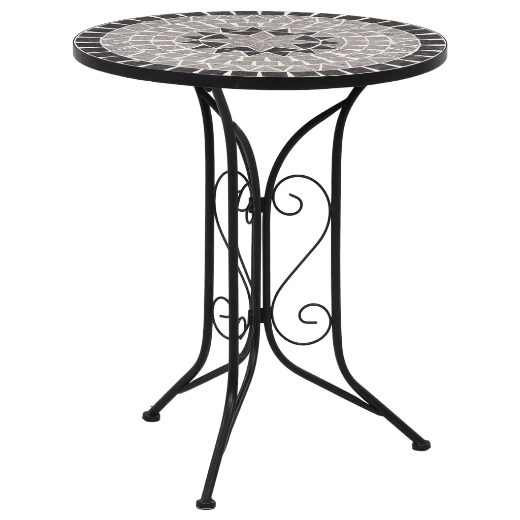 Berkfield Mosaic Bistro Table Grey 61cm Ceramic