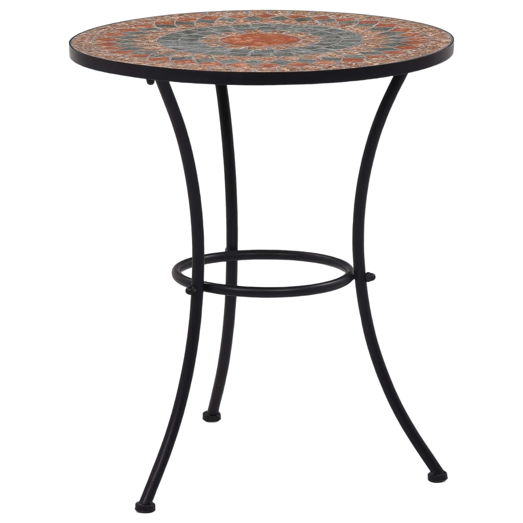Berkfield Mosaic Bistro Table Orange/Grey 60cm Ceramic