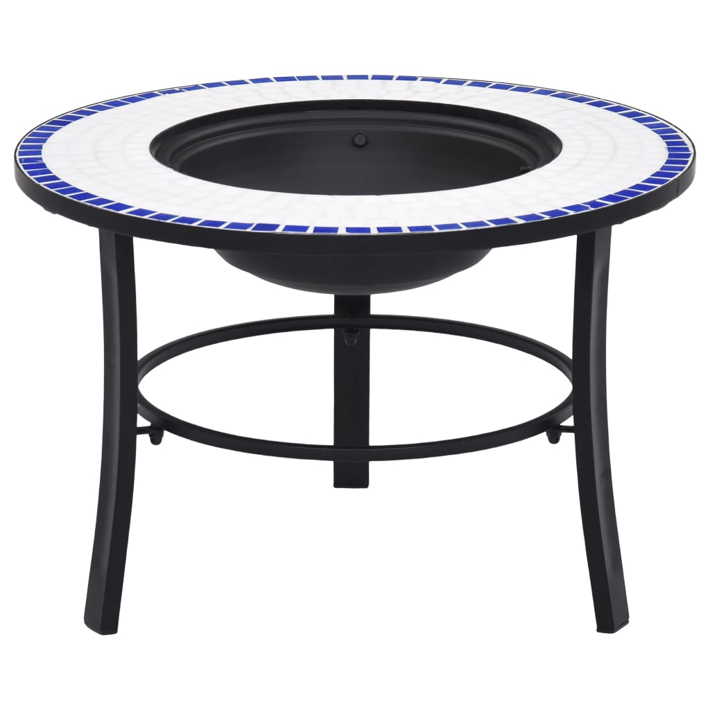 Berkfield Mosaic Fire Pit Blue and White 68cm Ceramic