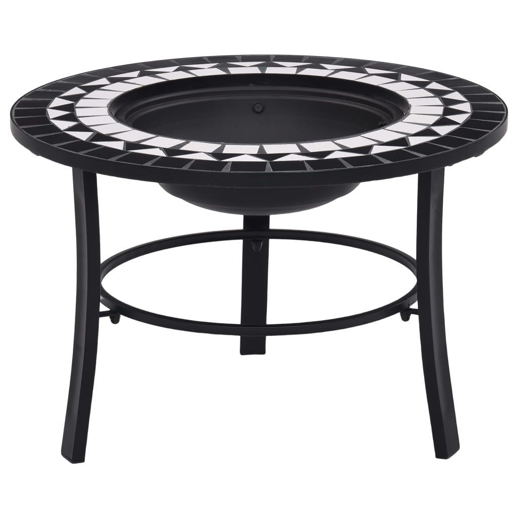 Berkfield Mosaic Fire Pit Black and White 68cm Ceramic