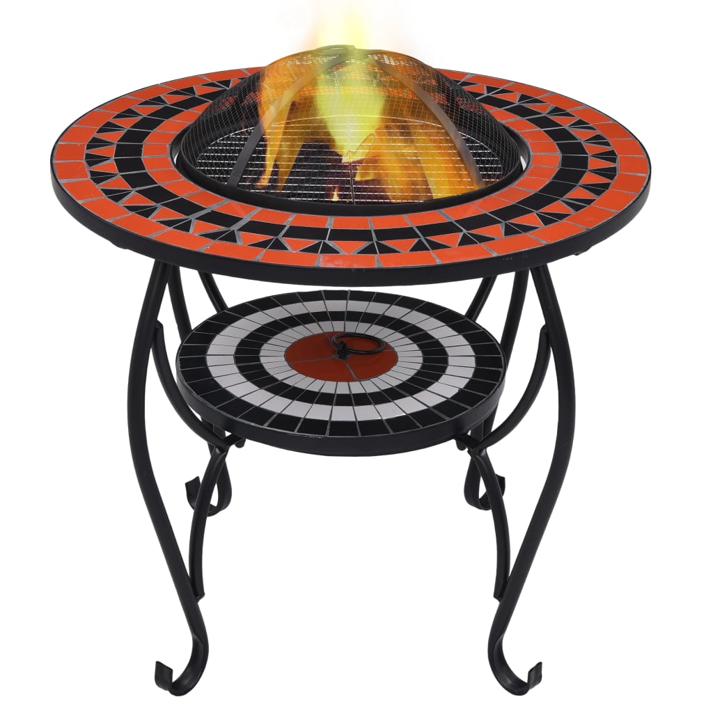 Berkfield Mosaic Fire Pit Table Terracotta and White 68 cm Ceramic