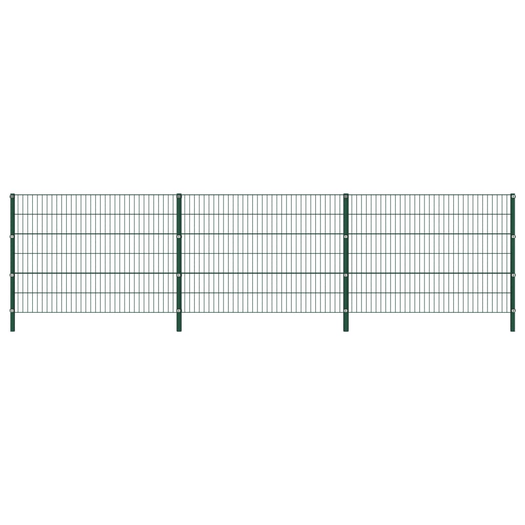 Berkfield Fence Panel with Posts Iron 5.1x1.2 m Green