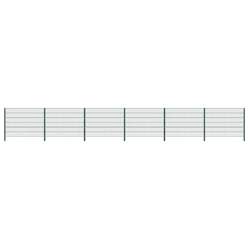 Berkfield Fence Panel with Posts Iron 10.2x1.2 m Green