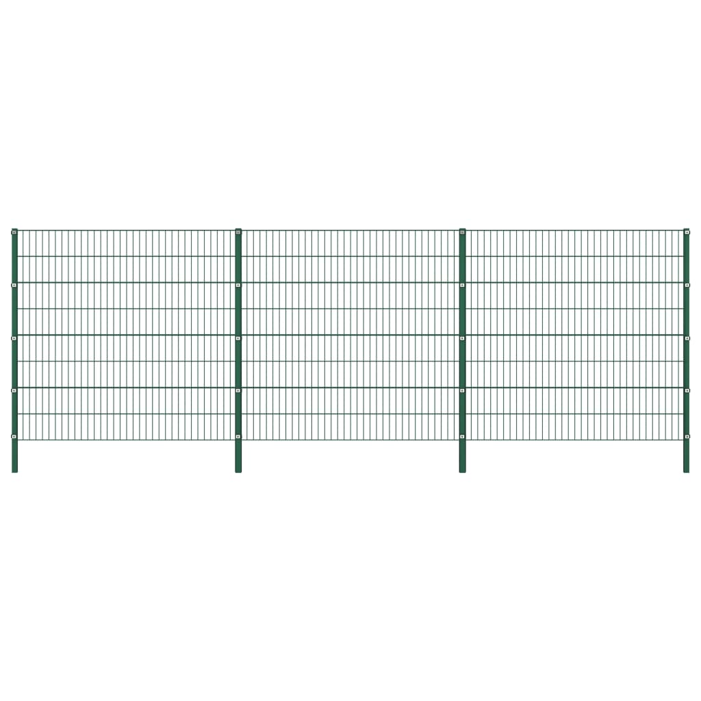 Berkfield Fence Panel with Posts Iron 5.1x1.6 m Green