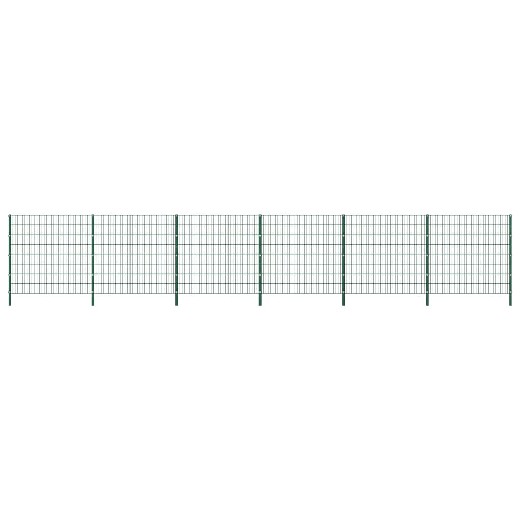 Berkfield Fence Panel with Posts Iron 10.2x1.6 m Green