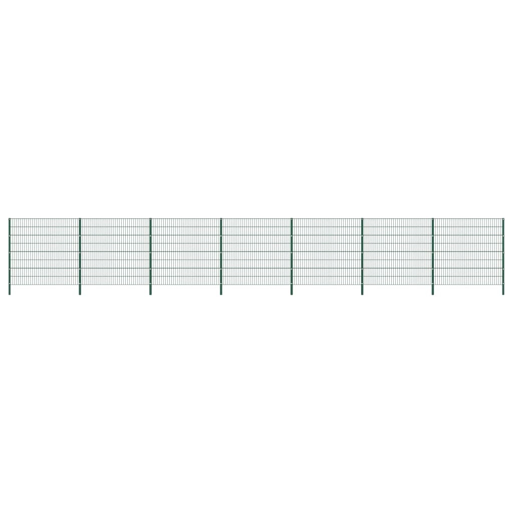 Berkfield Fence Panel with Posts Iron 11.9x1.6 m Green