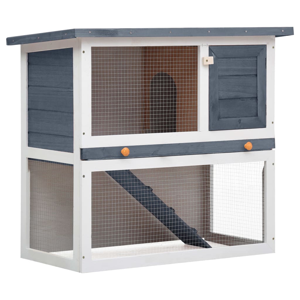 Berkfield Outdoor Rabbit Hutch 1 Door Grey Wood