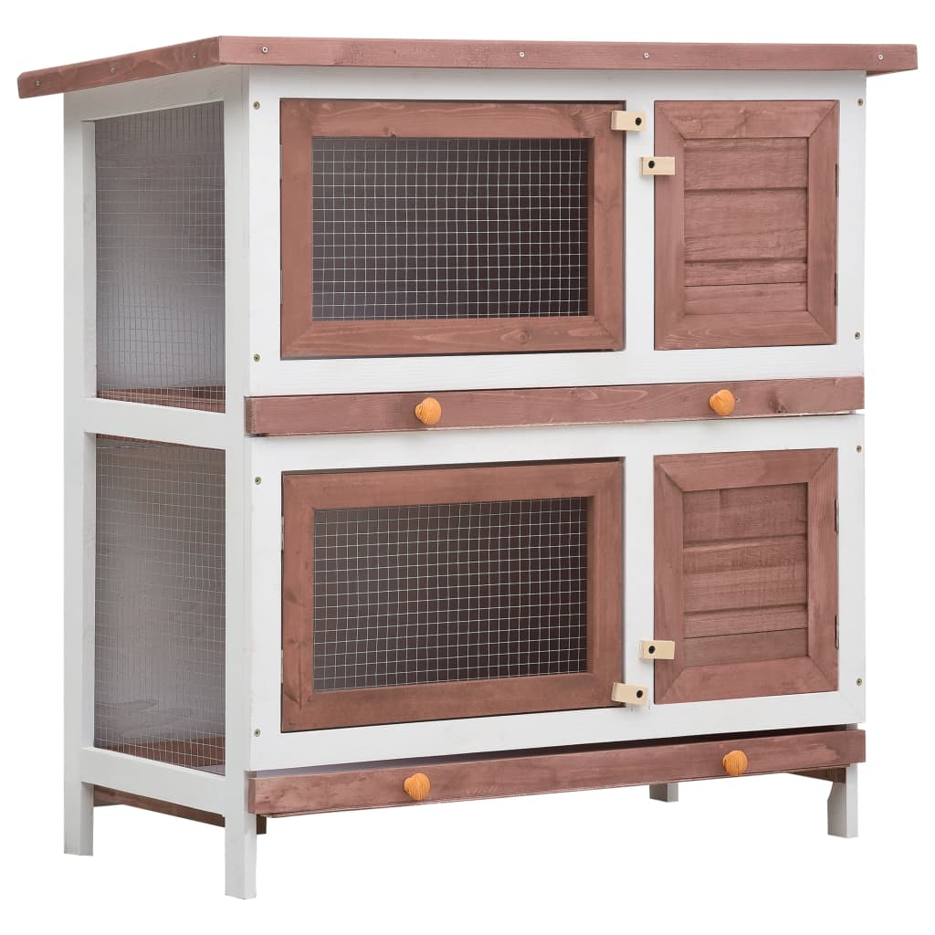 Berkfield Outdoor Rabbit Hutch 4 Doors Brown Wood