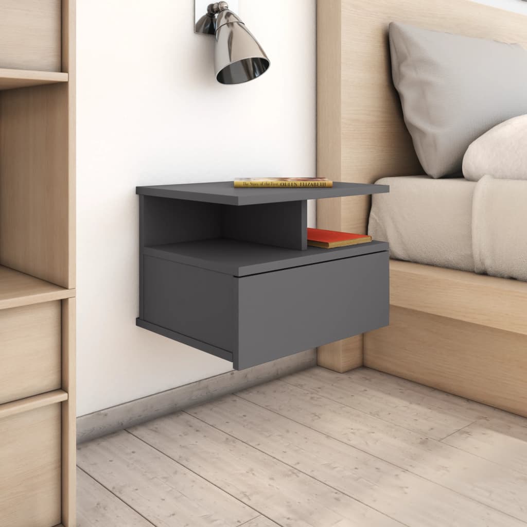 Berkfield Floating Nightstand Grey 40x31x27cm Engineered Wood